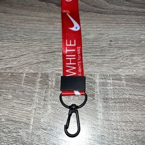 NWOT Off White Nike Wrist Lanyard Keys Keychain Red/Black